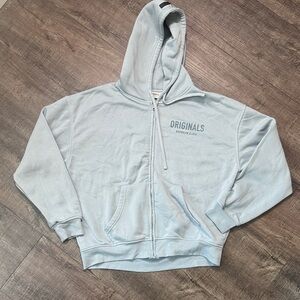 Light Blue 'ORIGINALS' Zip Hoodie with Hood and Pockets